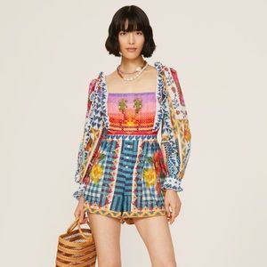 Farm Rio Summer Vibe Stitches Romper S - Colorful Embroidery